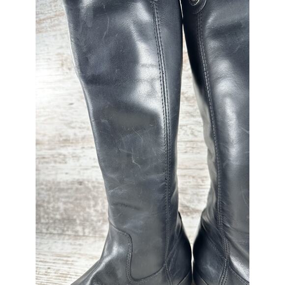 Womens' FRYE Melissa Black Leather Button Inside Zip Tall Riding Boots Sz 9B - Picture 11 of 13